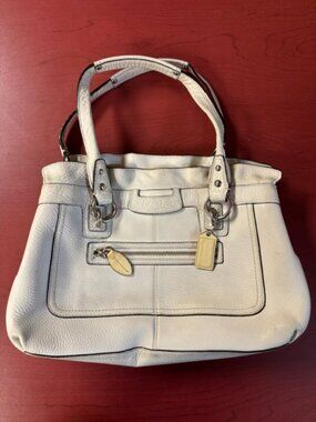 White leather coach purse